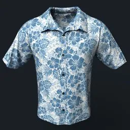 Blue Hawaiian Button-Up Shirt