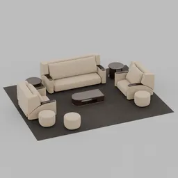 Sofa Set Furniture Cream Fabric