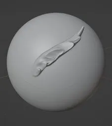 3D sculpting brush for Blender creating detailed dragon scale texture on model surfaces.