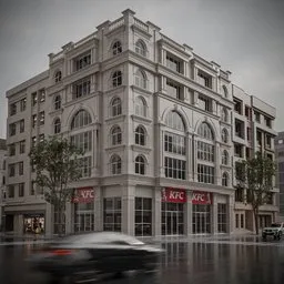 City Scene - Shop and apartment