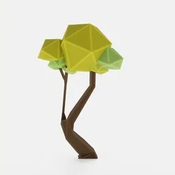 Stylized low-poly model of a mango tree for Blender 3D design, ideal for virtual landscapes and eco simulations.