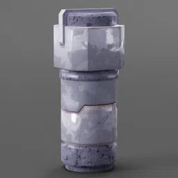Detailed 3D render of a futuristic, textured canister designed for Blender software.