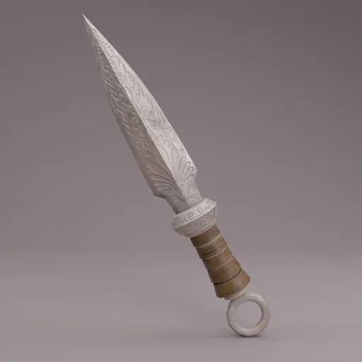 Intricately crafted 3D model of a medieval-style dagger, optimized for Blender with detailed etchings and textures.