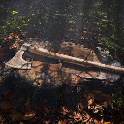 BlenderKit | Download the FREE Forest Axe Resting Scene scene
