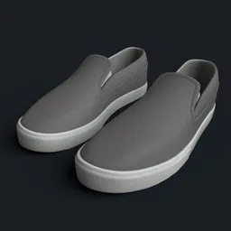 Detailed 3D model of stylish gray slip-on sneakers suitable for Blender rendering and animation.