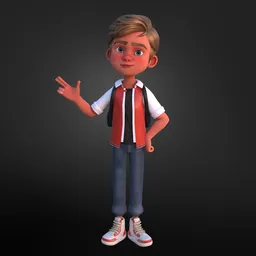 Stylized cartoon kid character boy
