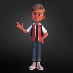 Stylized cartoon kid character boy