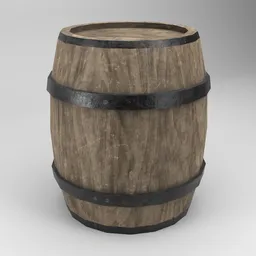Low Poly Rustic Wood Barrel