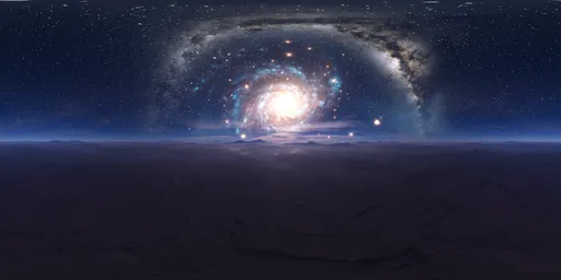 Sci-fi Planet with Galaxy