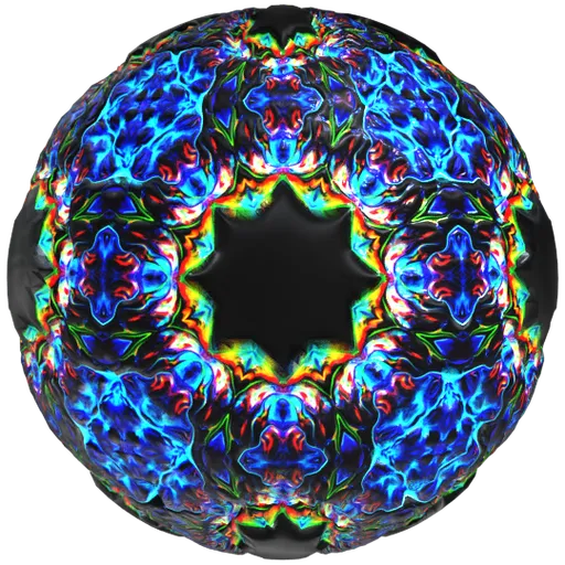 Colorful PBR Mandala 15 ceramic tile material with adjustable settings for Blender 3D artists.