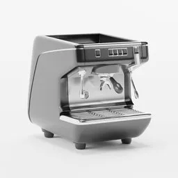 Detailed 3D rendering of a modern espresso machine, suitable for Blender and other 3D software, showing intricate design details.