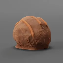 Detailed 3D scanned caramel truffle model for Blender, ideal for photorealistic scene composition.