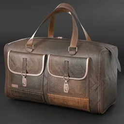 Detailed 3D model of a leather briefcase with metal accents, low poly for gaming and Archviz, ready for Blender.