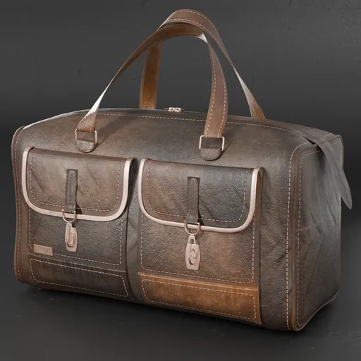 Detailed 3D model of a leather briefcase with metal accents, low poly for gaming and Archviz, ready for Blender.