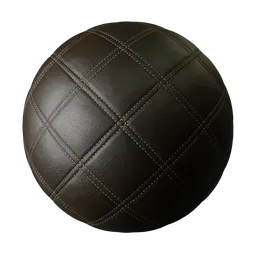 High-quality PBR texture of quilted brown leather, ideal for 3D rendering and Blender projects.