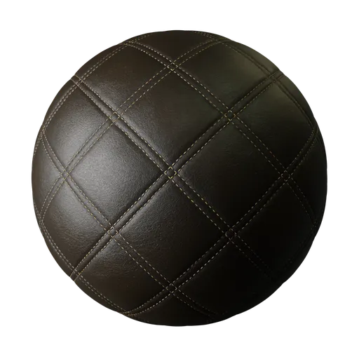 High-quality PBR texture of quilted brown leather, ideal for 3D rendering and Blender projects.