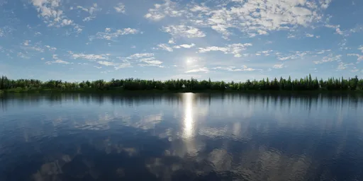 Sunny Cloudy Day at Lake