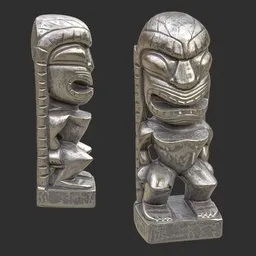 Tiki God Hidden Idol Statue Silver