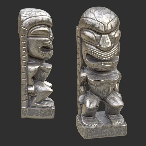Tiki God Hidden Idol Statue Silver