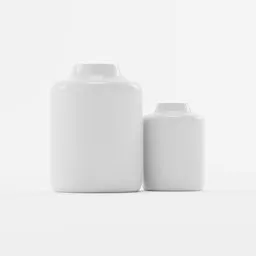 "Symmetrical Porcelain Vases Rendered in Blender 3D with Plastic Ceramic Material."