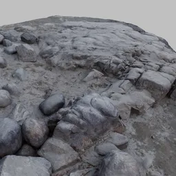 Detailed 3D scanned texture of a rock and sandy terrain for Blender modeling, suitable for virtual landscapes.