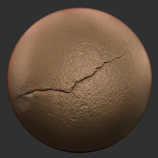 3D sculpting brush effect showcasing textured rock surface and crack detail, ideal for Blender model enhancement