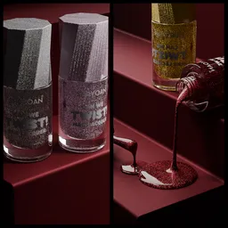 Shimmer nail enamel dripping on stair