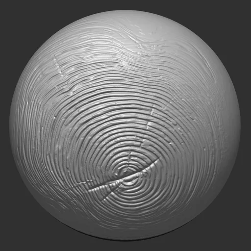 3D sculpting brush for creating realistic wooden textures in Blender 3D models, detailed wood grain pattern.