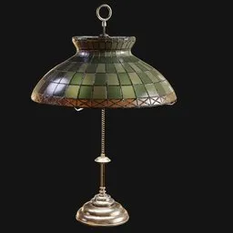 1920s Stained-Glass Library Lamp