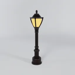 Fully optimized game-ready stylized street lamp 3D model with detailed textures for urban and fantasy environments in Blender.