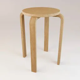 High-quality 3D rendered plywood bar-stool, minimalist design, suitable for Blender 3D projects and visualizations.