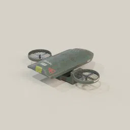 Highly detailed 3D model of an animated aerial war drone with realistic textures, designed for Blender.