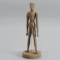 3D rendered articulated wooden mannequin model, poseable and anatomically proportioned, ideal for rendering and animation.