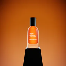 3D rendered product visualization of a mini liquid bottle with editable background for Blender.