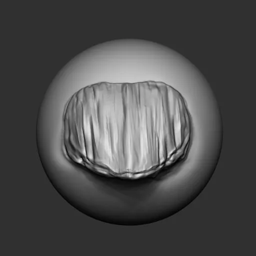 Detailed 3D sculpting brush for creating dragon scales on Blender models.