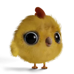 Fluffy chick 3D model with flexible facial rig and animation-ready for Blender.