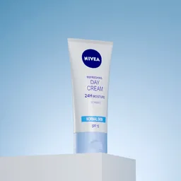 Detailed Blender 3D model of a Nivea facial cream tube, rendered realistically with textures and labels.