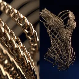Detailed 3D chain links created using Blender's geometry nodes for realistic digital modeling.