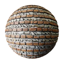 2K white cobbled brick PBR texture for 3D, featuring tiling and displacement detail for realistic rendering.