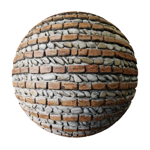 2K white cobbled brick PBR texture for 3D, featuring tiling and displacement detail for realistic rendering.