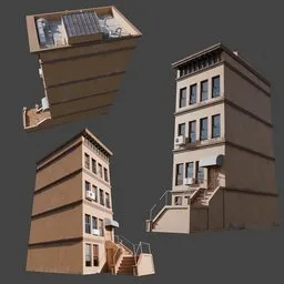 Optimized lightweight 3D Brooklyn-style building model with detailed textures for Blender users.