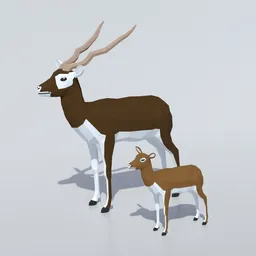 Low Poly Blackbuck and Calf