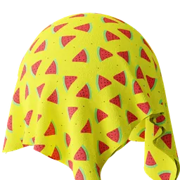 Vibrant PBR watermelon pattern fabric texture for 3D modeling in Blender and other software.
