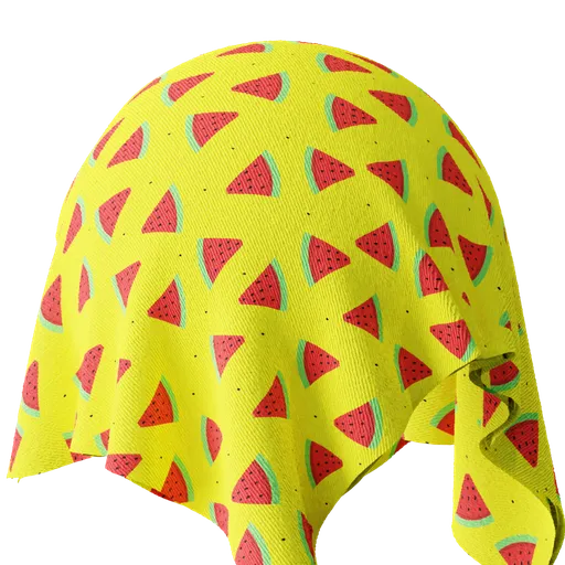 Vibrant PBR watermelon pattern fabric texture for 3D modeling in Blender and other software.