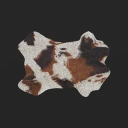 Realistic faux cowhide rug 3D model with textured surfaces created for Blender Cycles rendering.