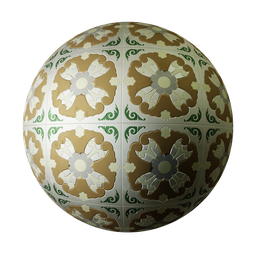 High-quality PBR Wall Tiles texture with ceramic floral design for 3D modeling and rendering in Blender and other software.