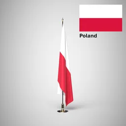 Poland Ceremonial flag on stand