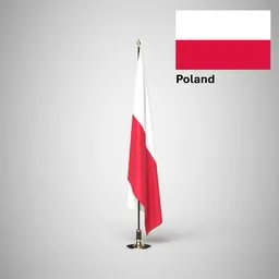 Poland Ceremonial flag on stand