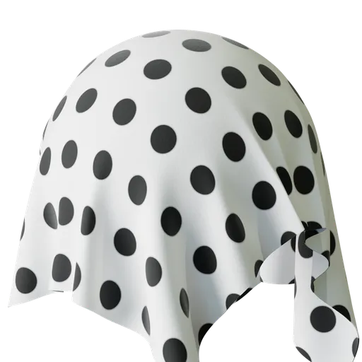 Seamless PBR polka dots fabric texture for 3D modeling in Blender, perfect for CGI projects requiring detailed textiles.