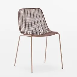 "Rope weave chair with steel leg - Lapala Chair - a Swedish design made in Blender 3D. Featuring a metal frame and wicker seat in a cinnamon #b57e59 skin color, with luxurious high-resolution product photography and a low-poly effect for added style."